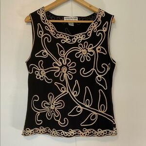 Lauren Michelle Black Embroidered Women's Top